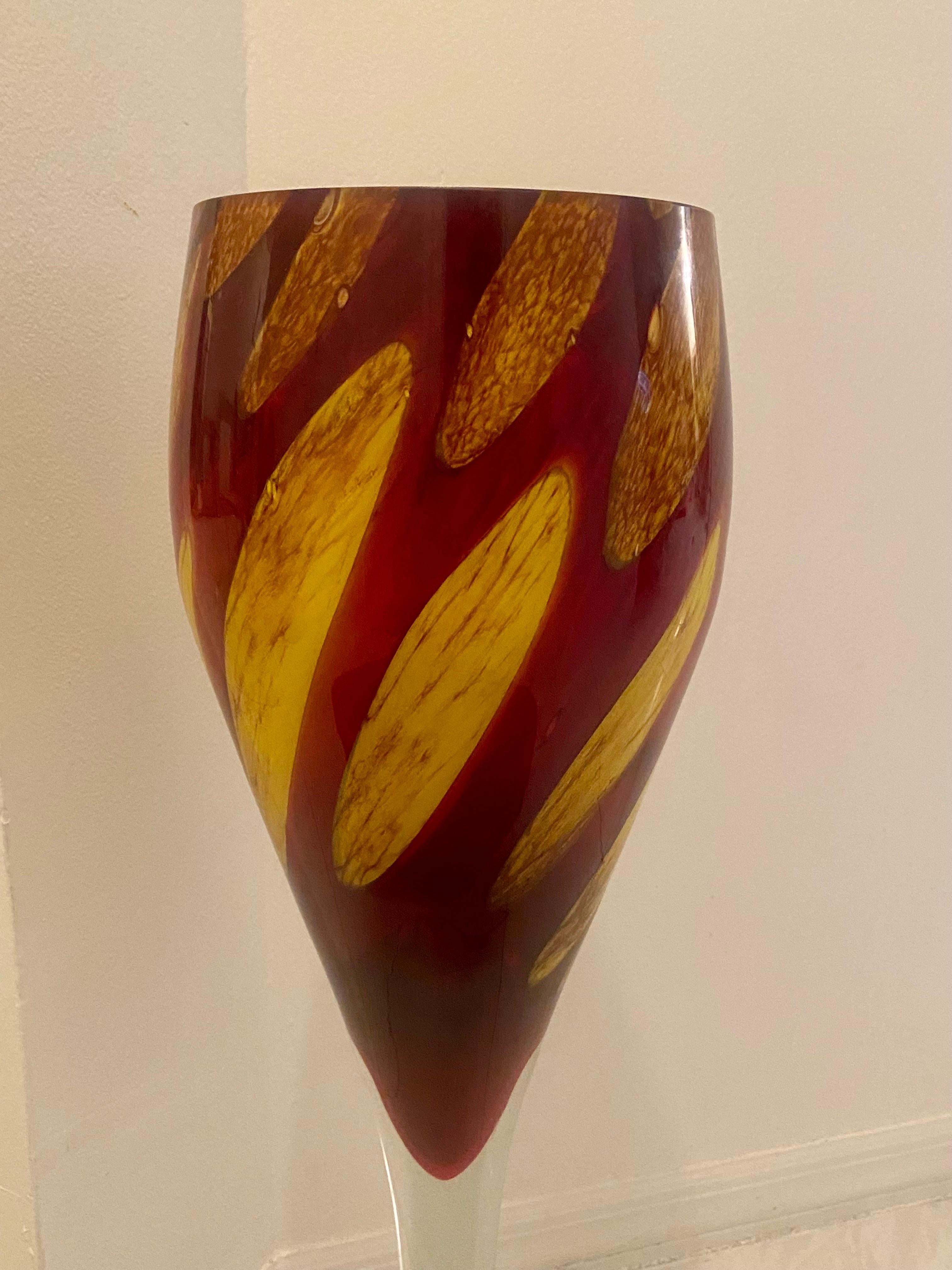 Mid-Century Modern Tall Murano Glass Coupe Vase For Sale 10