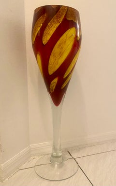 Mid-Century Modern Tall Murano Glass Coupe Vase
