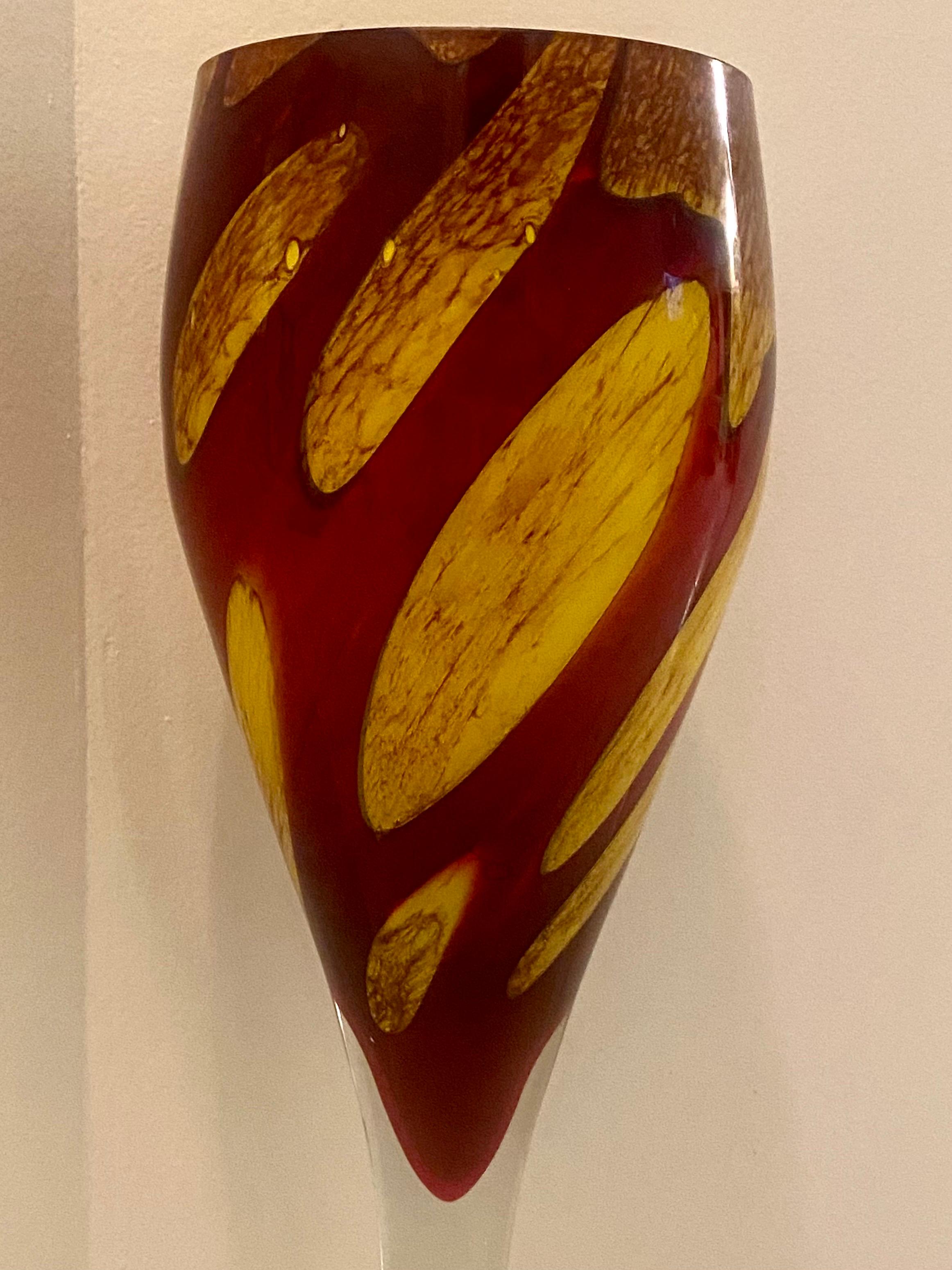 Italian Mid-Century Modern Tall Murano Glass Coupe Vase For Sale
