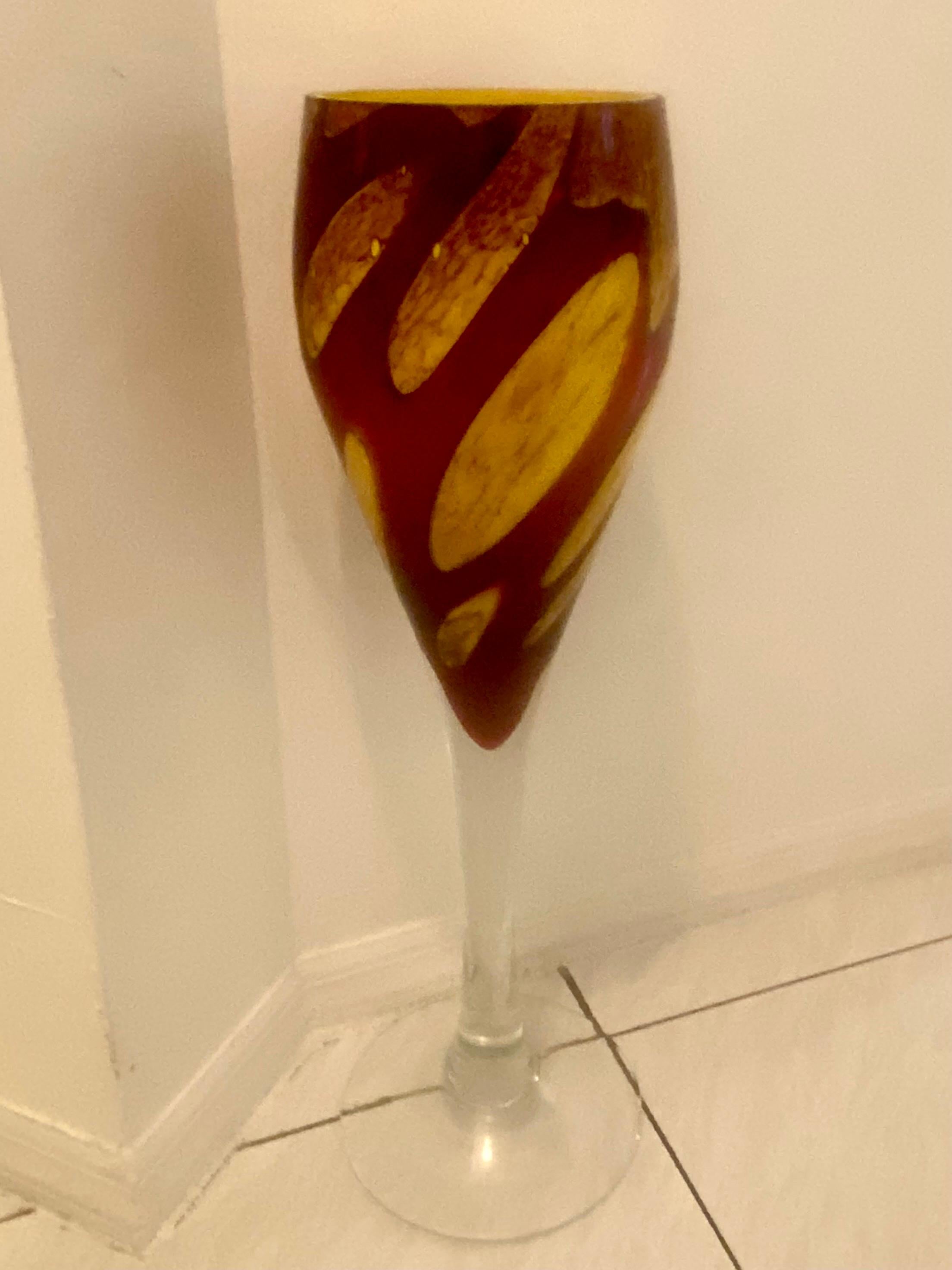 20th Century Mid-Century Modern Tall Murano Glass Coupe Vase For Sale