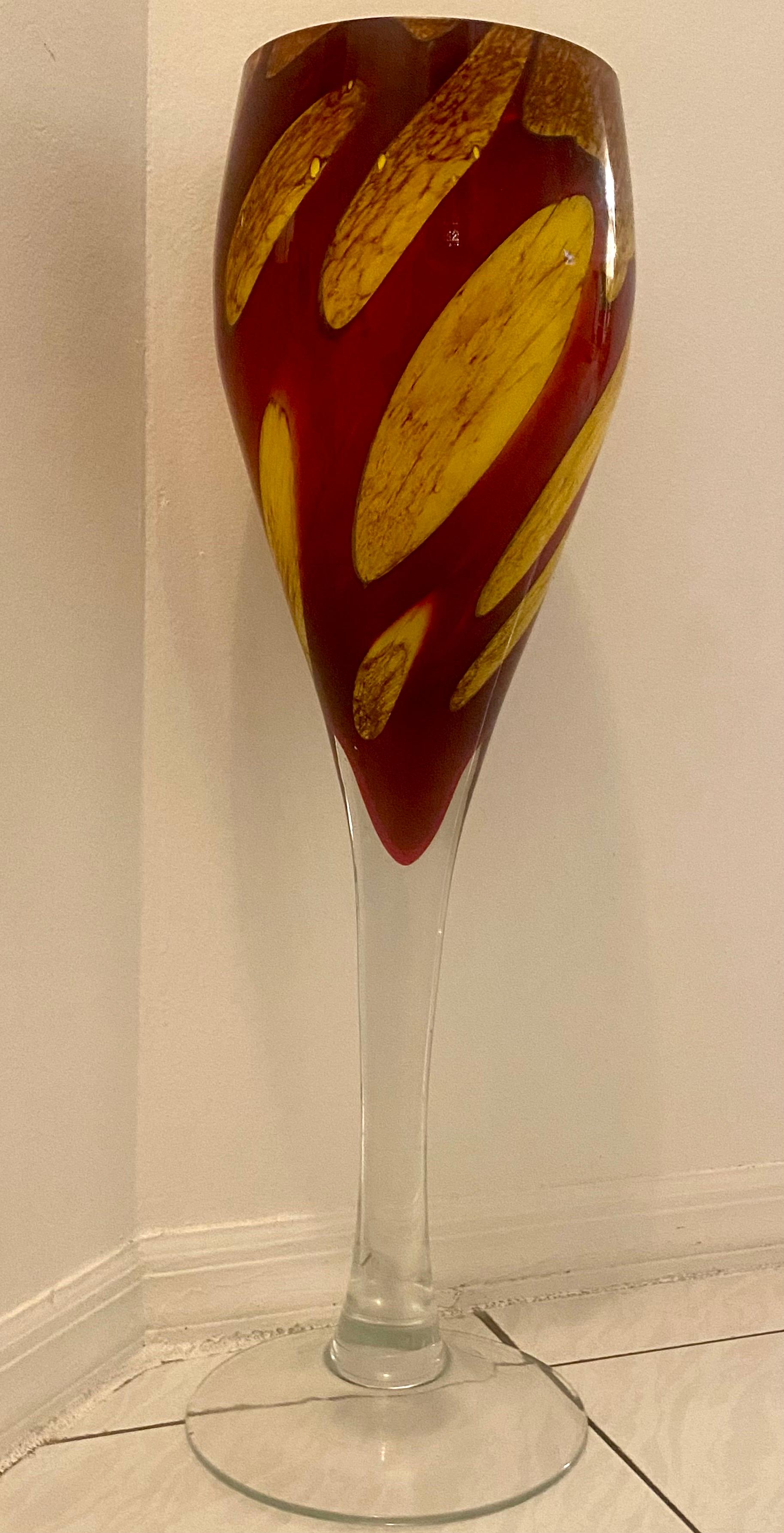 Mid-Century Modern Tall Murano Glass Coupe Vase For Sale 2