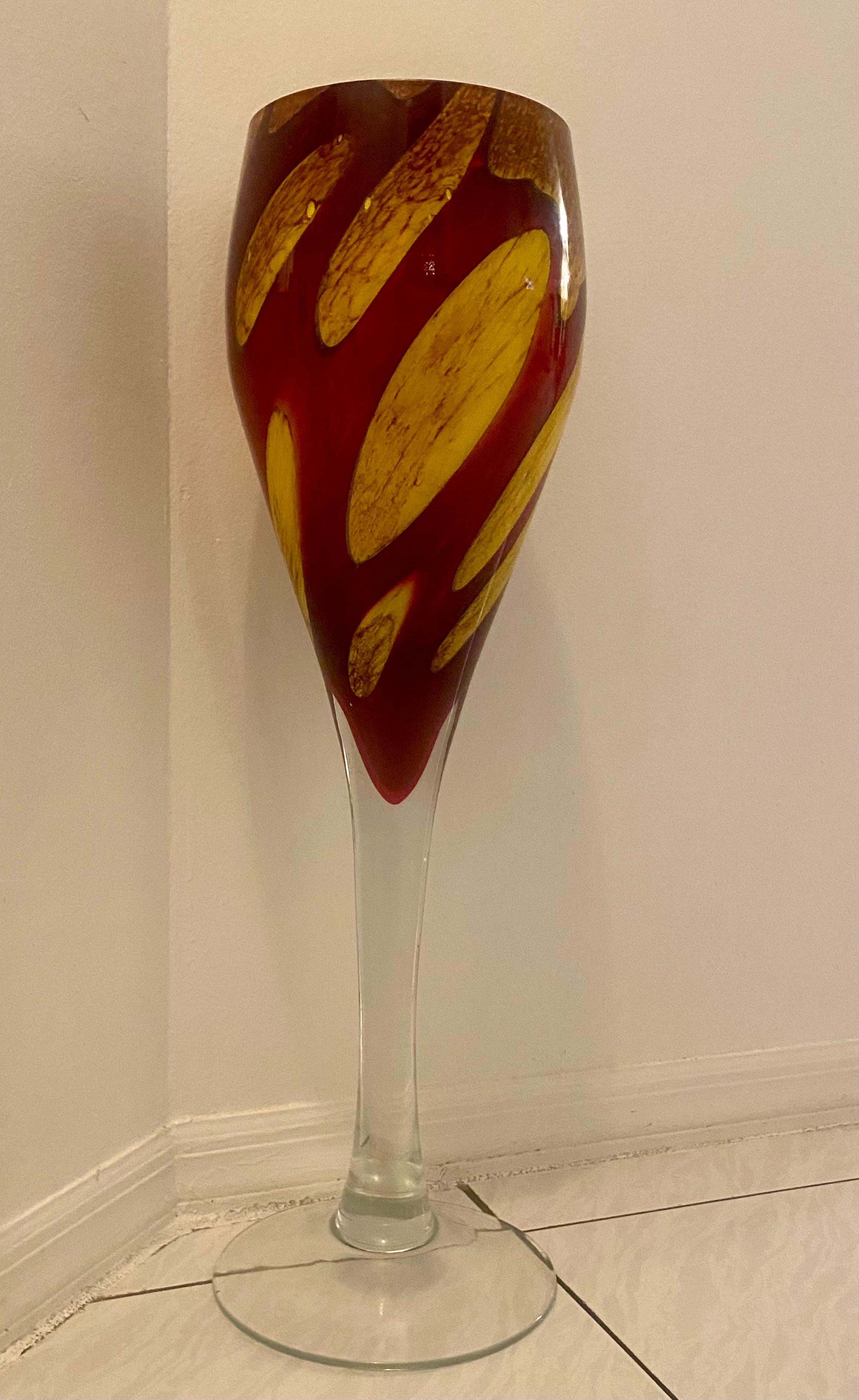 Mid-Century Modern Tall Murano Glass Coupe Vase For Sale 3