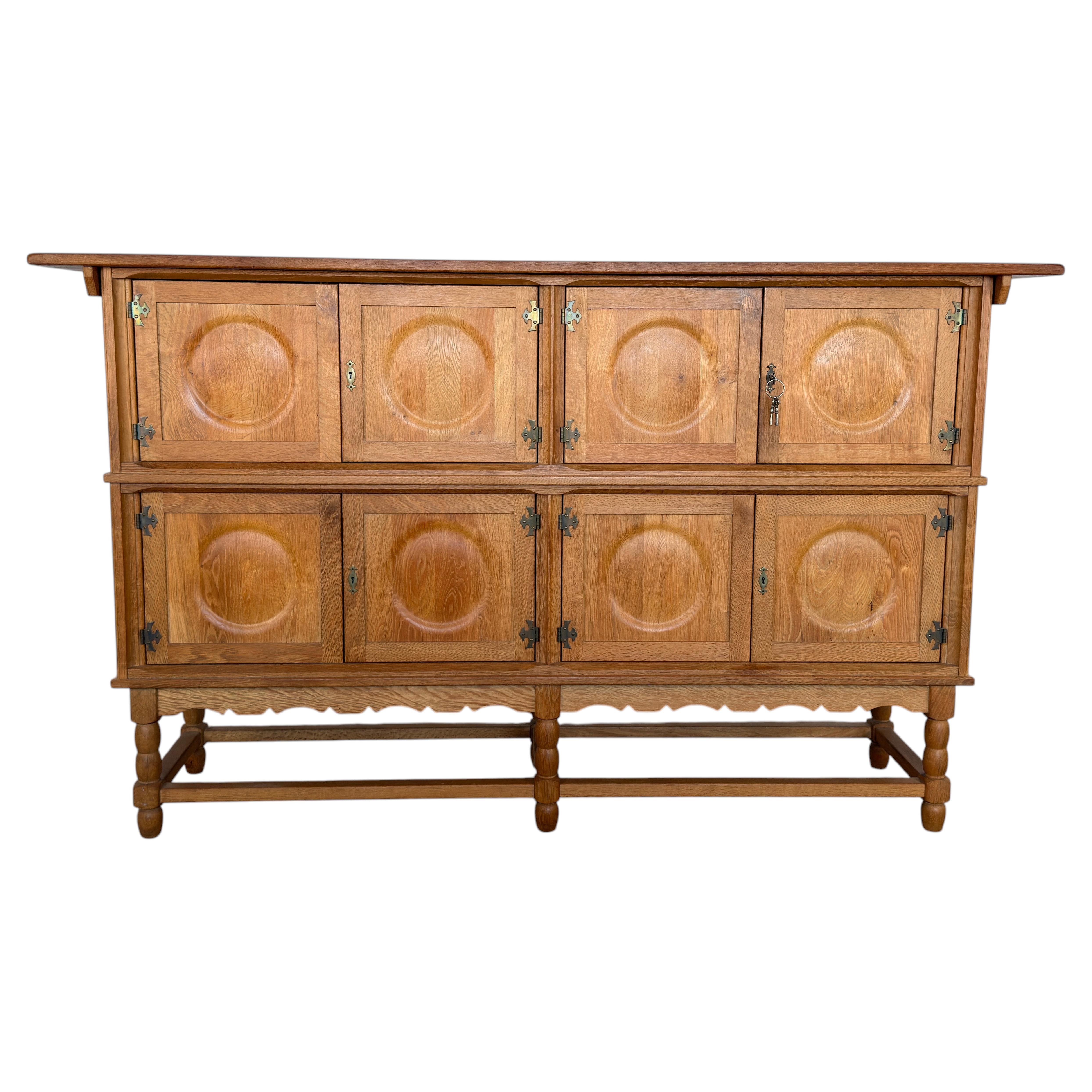 Mid Century Modern Tall Oak Sideboard, Axel O. Röck for Ottrup Møbelfabrik, 1963 For Sale