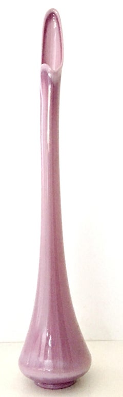 Mid-Century Modern Tall Opaque Lavender Slag Glass Vase by L.E. Smith Glass Co.