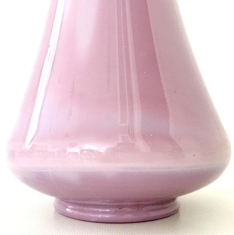 MidCentury Modern Tall Opaque Lavender Slag Glass Vase by L.E. Smith