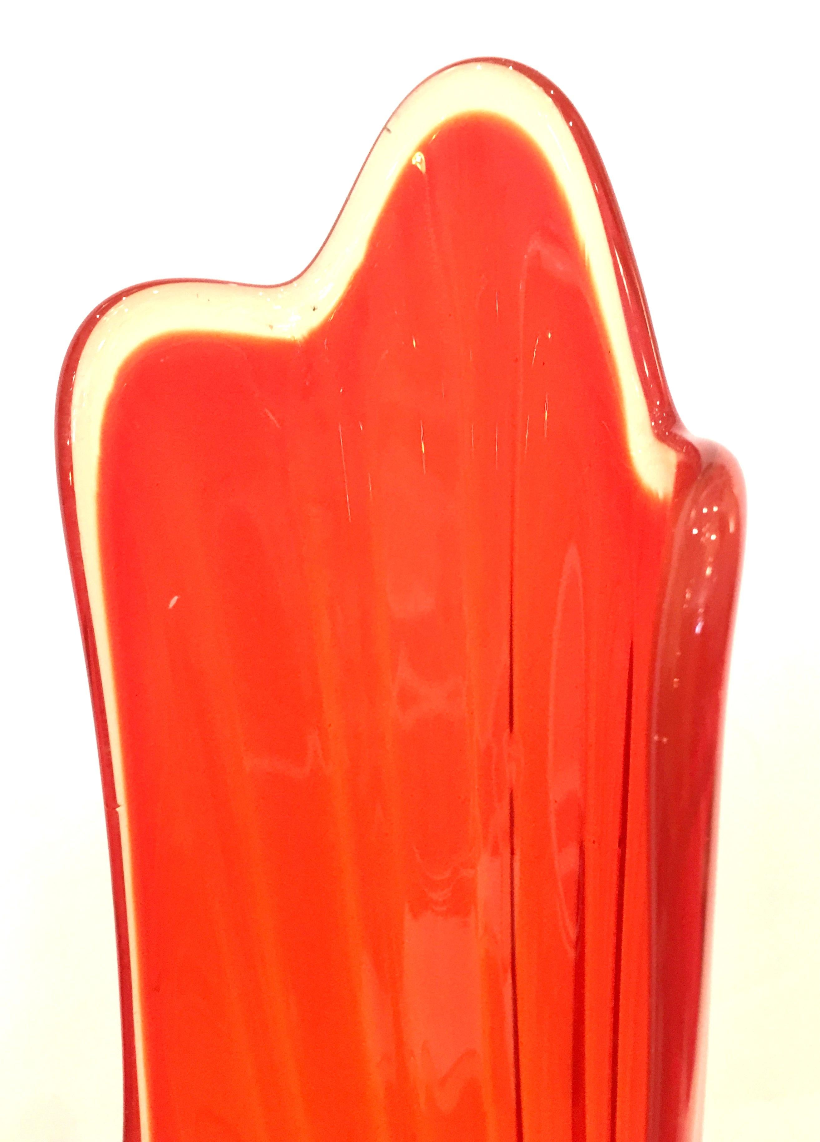 MidCentury Modern Tall Optic Slag Glass Vase For Sale at 1stDibs