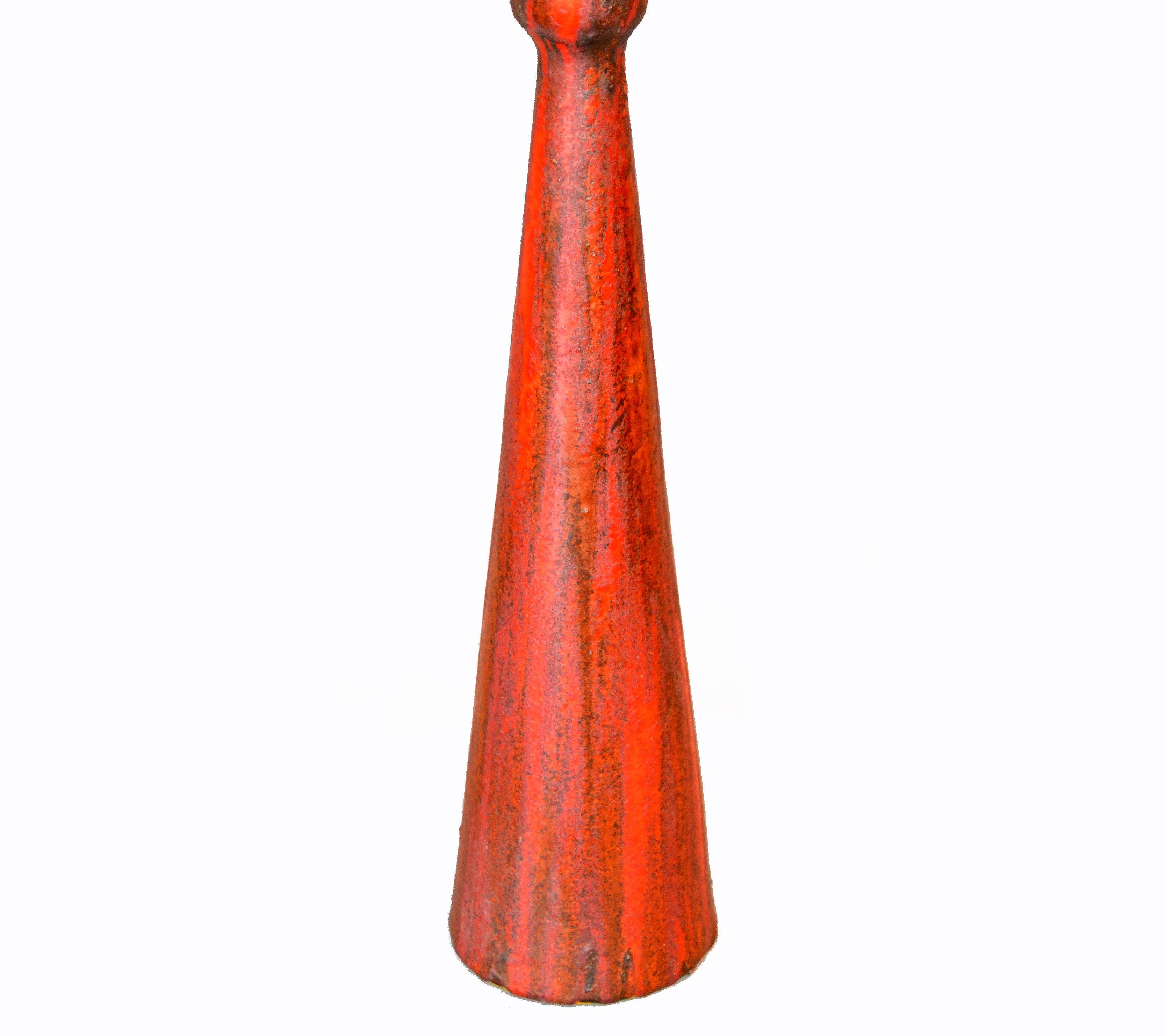 Mid-Century Modern Tall Raymor Gelb Rot Keramik Keramik Vase Italien (20. Jahrhundert) im Angebot