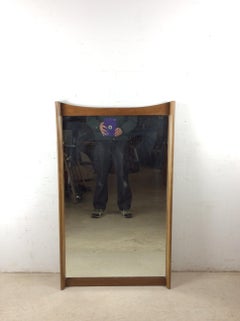 Mid Century Modern Tall Rectangular Mirror with Unique Curved Top Frame