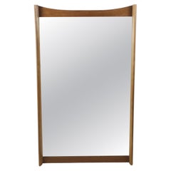 Mid Century Modern Tall Rectangular Mirror with Unique Curved Top Frame