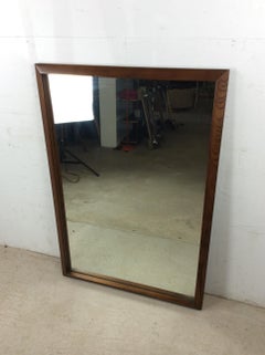 Mid Century Modern Tall Rectangular Wall Mirror with Dark Oak Frame