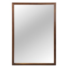 Mid Century Modern Tall Rectangular Wall Mirror with Dark Oak Frame