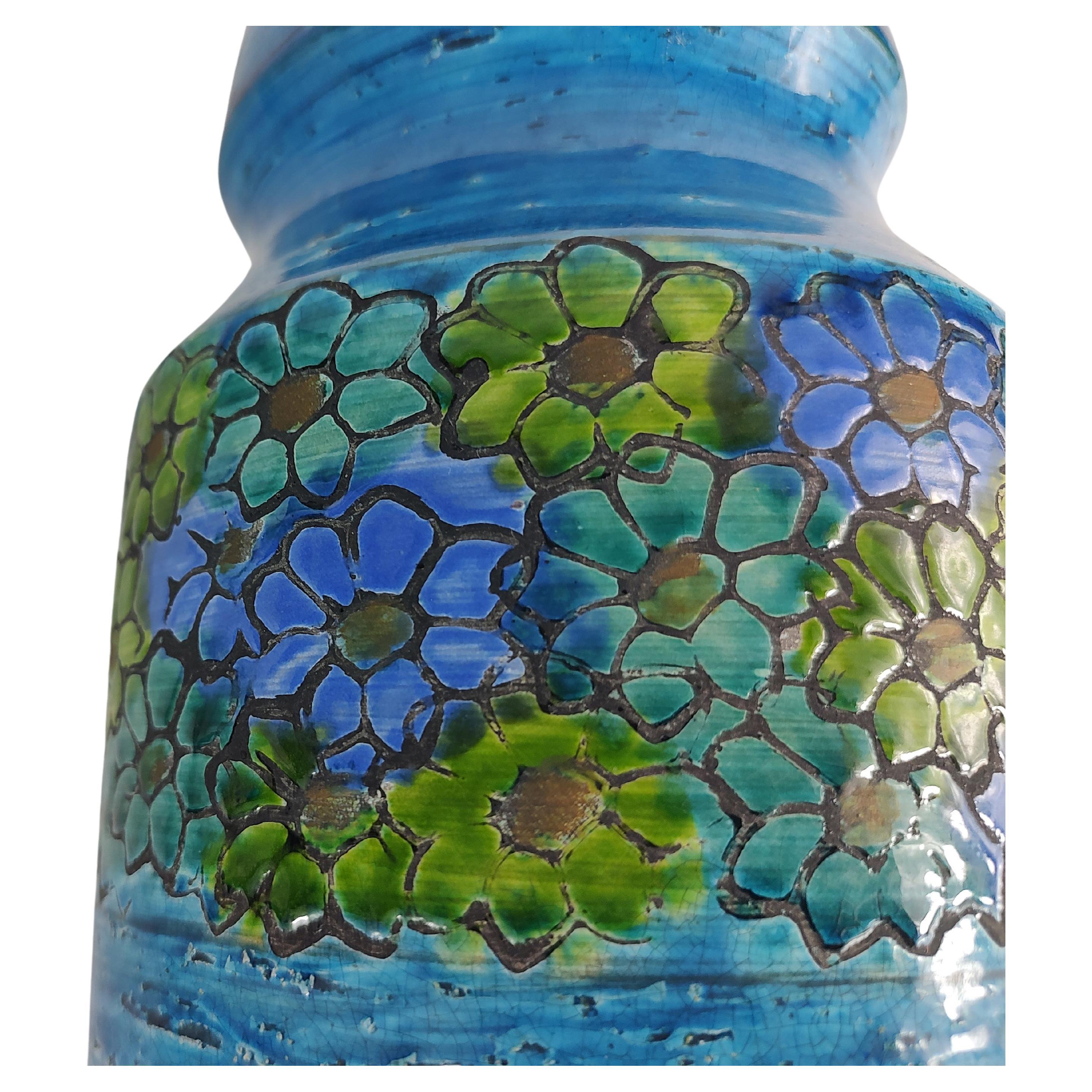 Mid-Century moderno Vaso alto Rimini Blu del Medio Secolo Moderno Bitossi & Aldo Londi Rosenthal Netter in vendita
