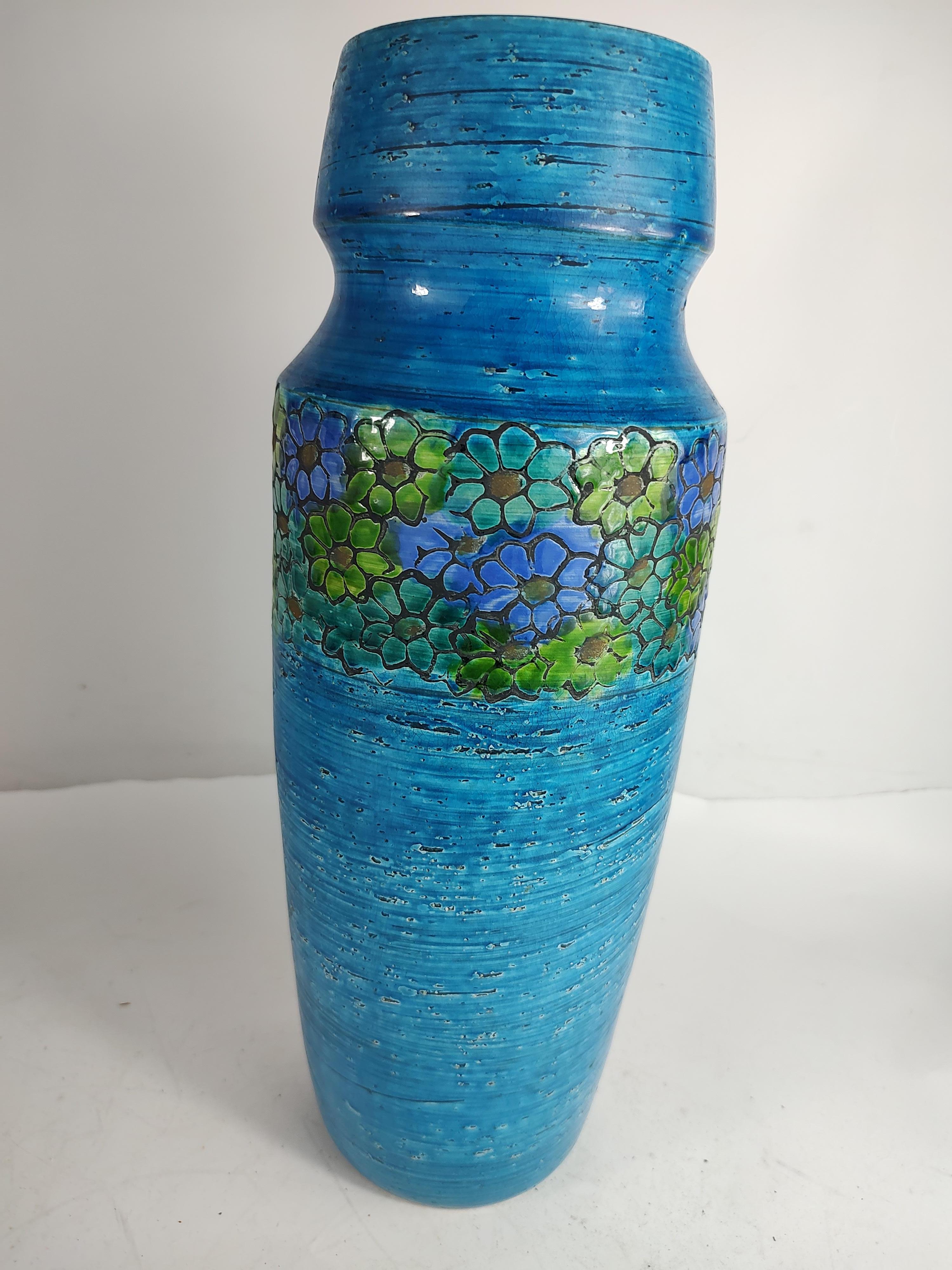 Mid Century Modern Tall Rimini Blue Vase Bitossi & Aldo Londi Rosenthal Netter For Sale 2
