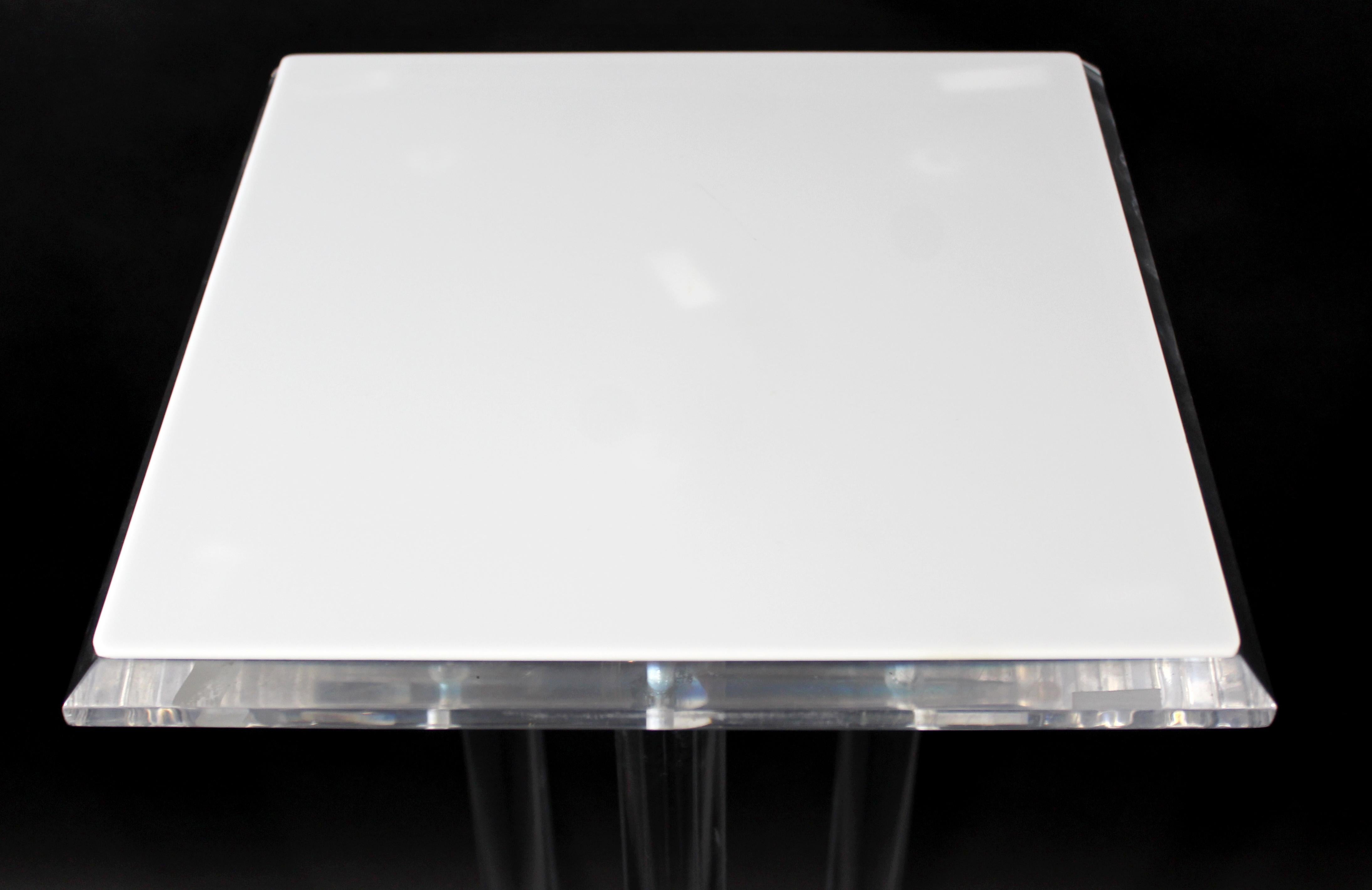 American Mid-Century Modern Tall Square Lucite Acrylic Pedestal Display Stand Table 1970s