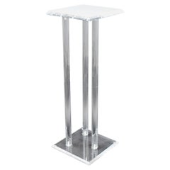 Mid-Century Modern Tall Square Lucite Acrylic Pedestal Display Stand Table 1970s