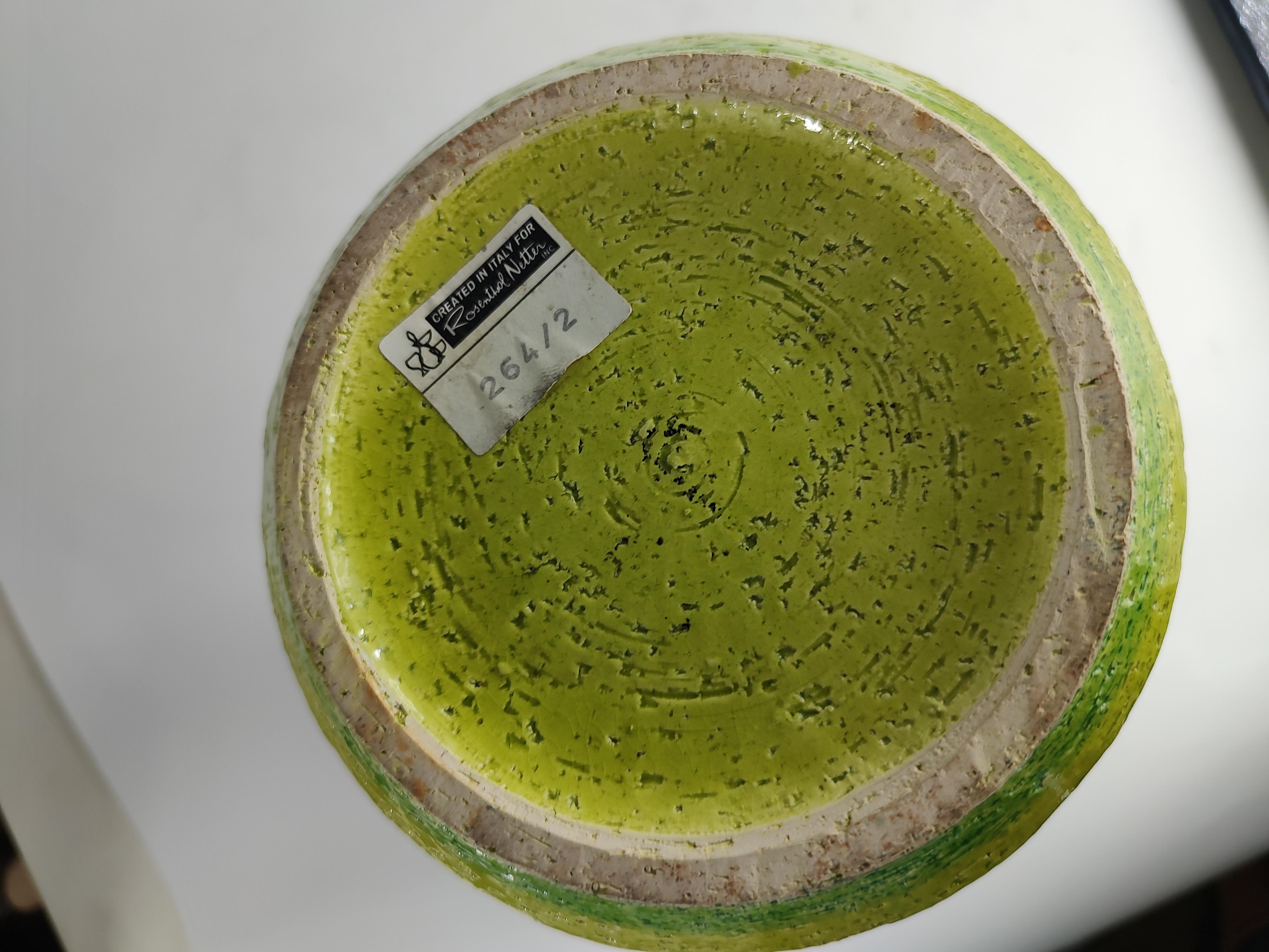 Große Vase in Limonengrün von Aldo Londi für Bitossi, Moderne der Mitte des Jahrhunderts  (Mitte des 20. Jahrhunderts) im Angebot
