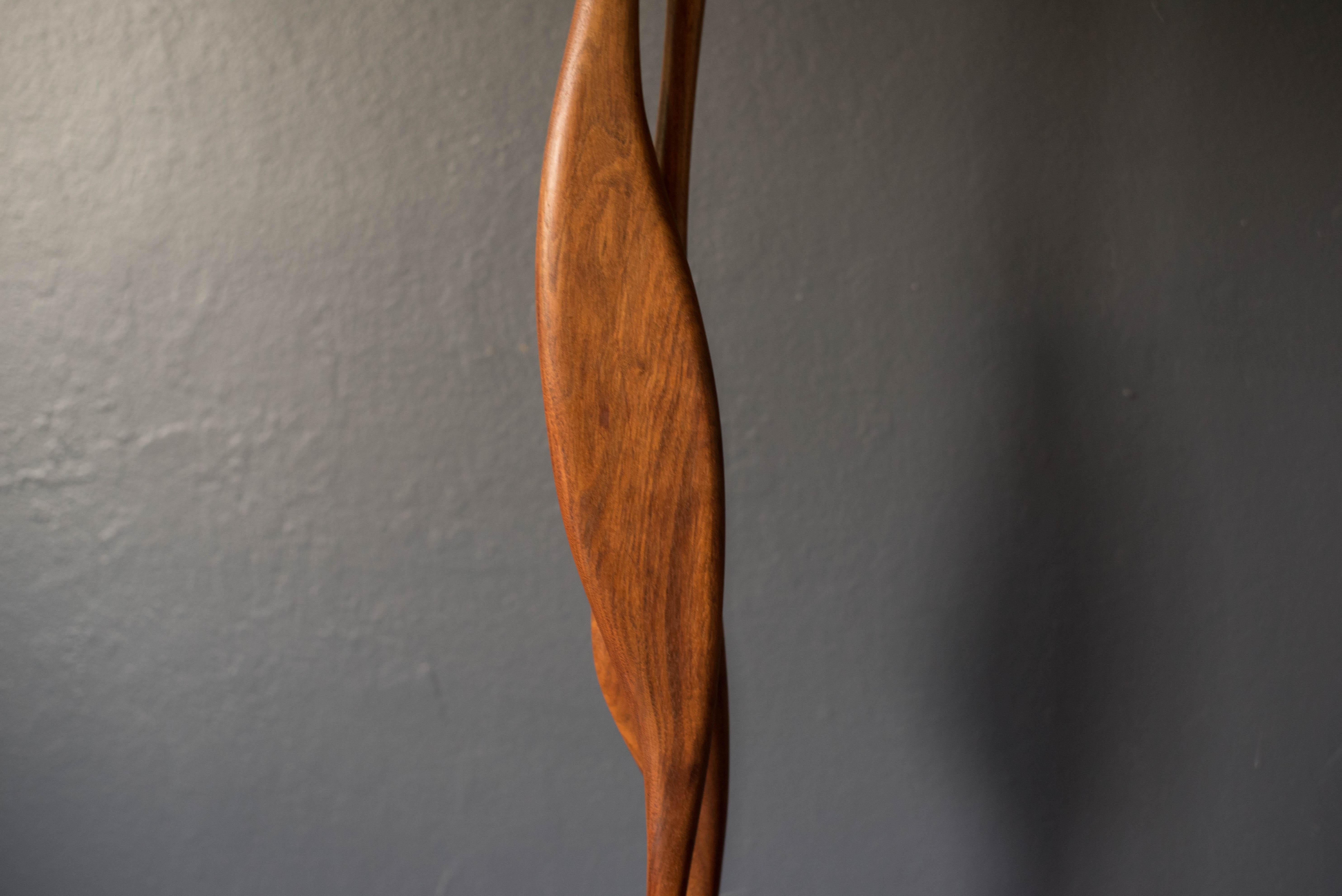 Mid-Century Modern Tall Walnut Birds Art Sculpture by Val Robbins 2
