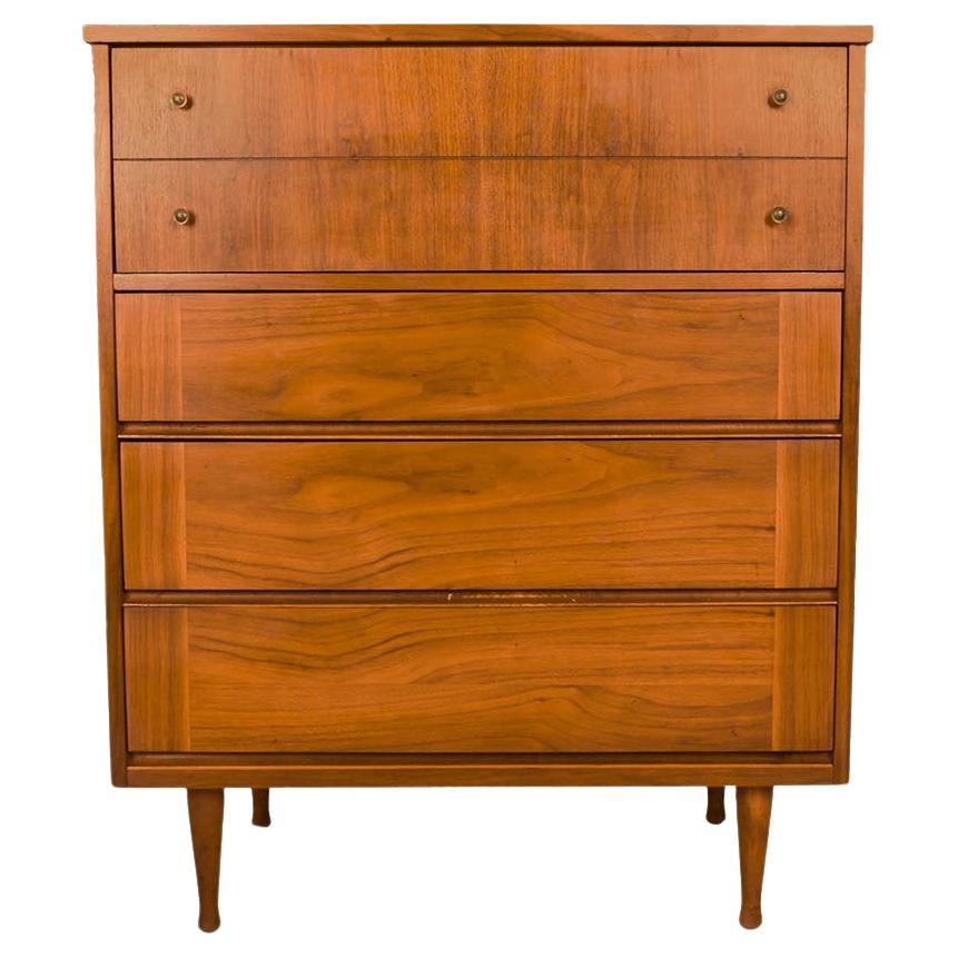 Mid-Century Modern Tall Walnut Dresser For Sale