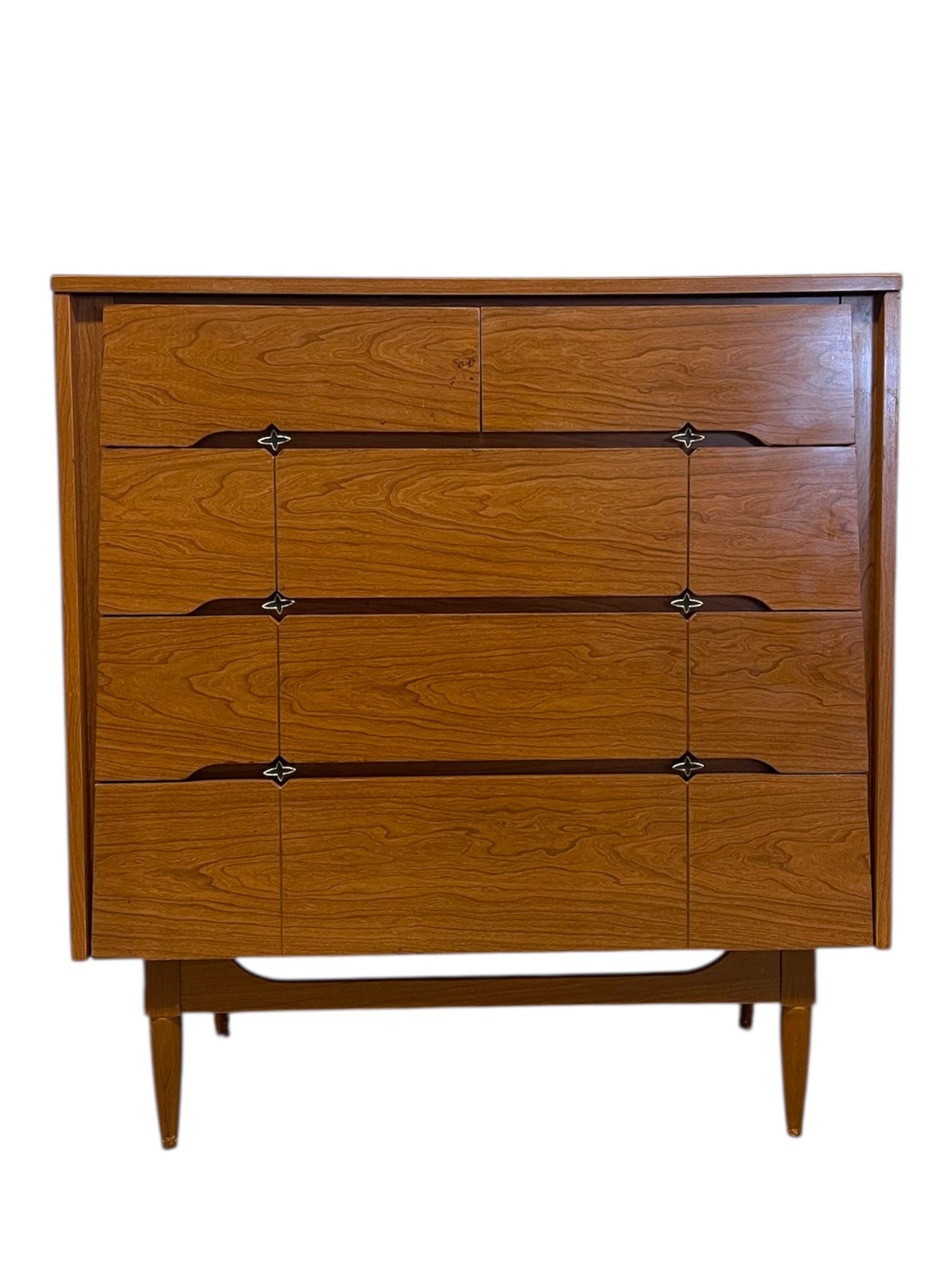 Mid-Century Modern Tallboy Dresser by Kroehler Custom Crafter, 1960s In Good Condition For Sale In Seattle, WA
