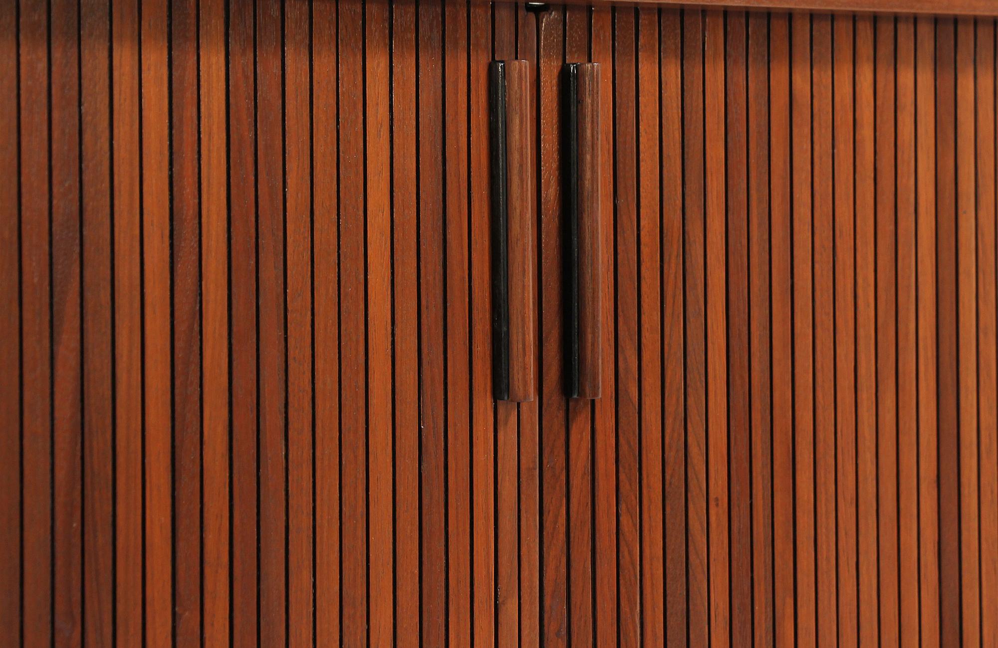 Mid-Century Modern Tambour Door Cabinet by Barzilay 1