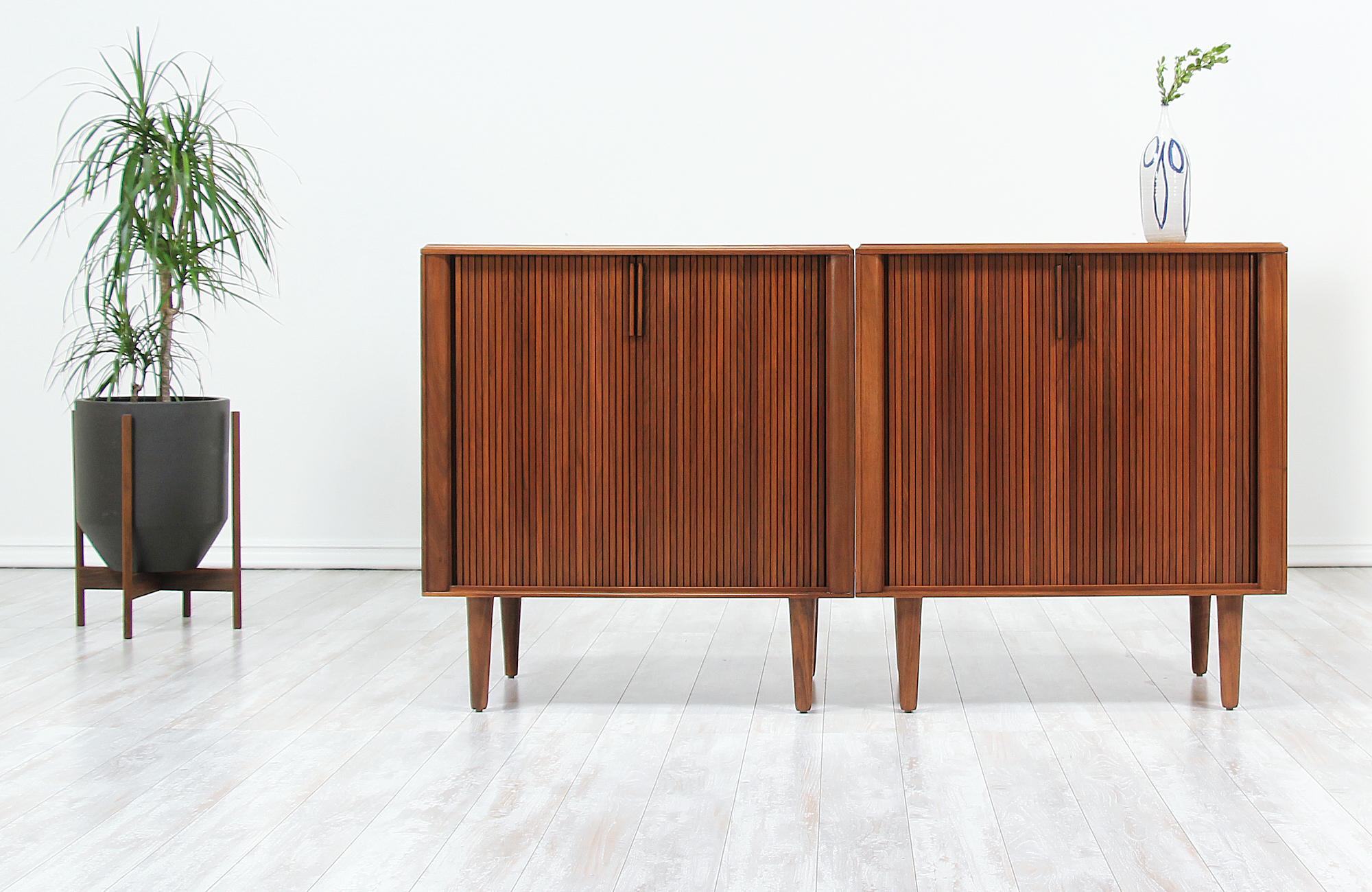 Mid-Century Modern Tambour Door Cabinet by Barzilay In Excellent Condition In Los Angeles, CA