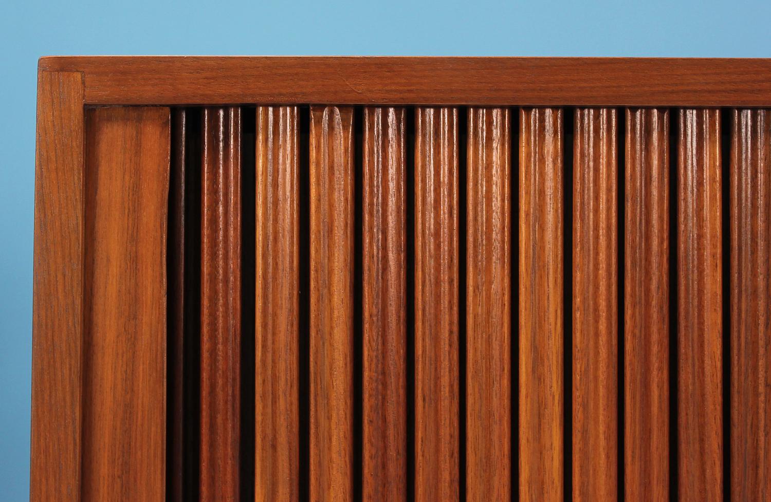 American Mid-Century Modern Tambour-Door Cabinet