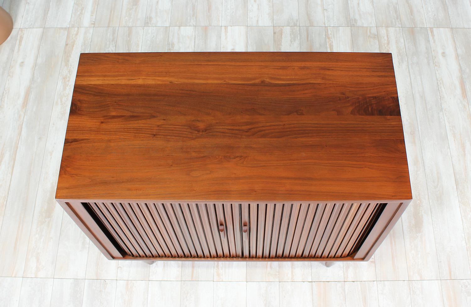 Mid-20th Century Mid-Century Modern Tambour-Door Cabinet
