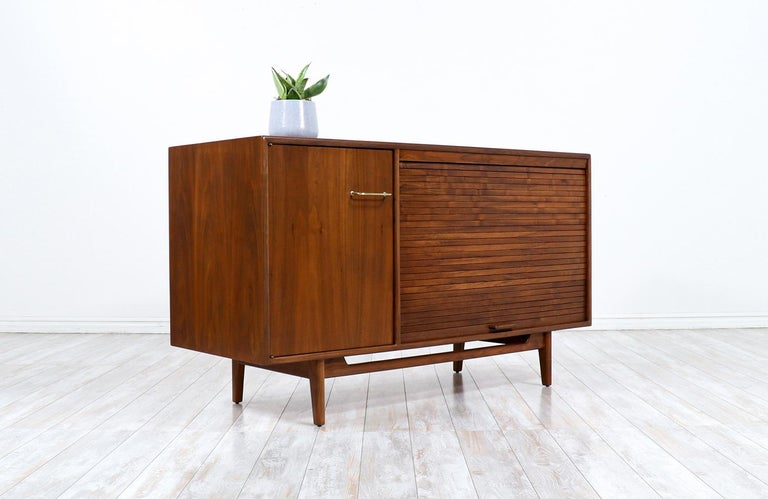 Mid-20th Century Mid-Century Modern Tambour-Door Credenza by Jens Risom For Sale