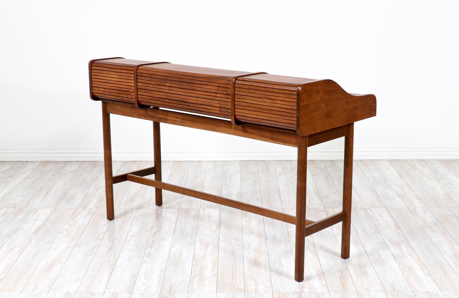 Wood Mid-Century Modern Tambour-Door Desk by Drexel