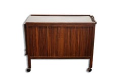 Mid Century Modern Tambour Door Mount Airy Expandable Bar Cart