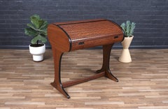 Mid-Century Modern Tambour-Door Rolltop Writing Desk