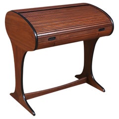 Mid-Century Modern Tambour-Door Rolltop Writing Desk