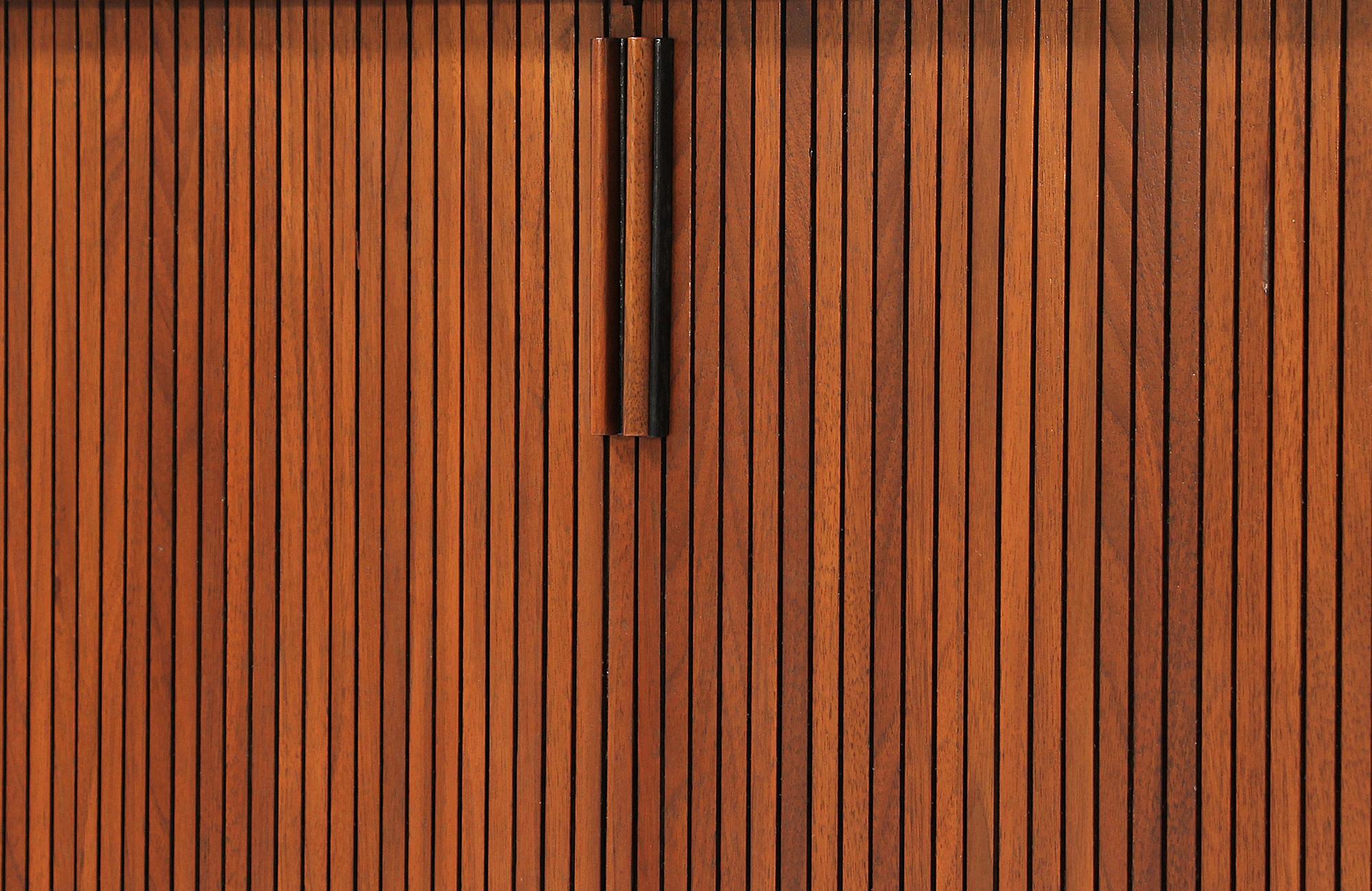 Mid-Century Modern Tambour-Door Walnut Cabinet by Barzilay 3