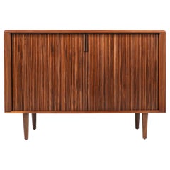 Mid-Century Modern Tambour-Door Walnut Credenza by Barzilay