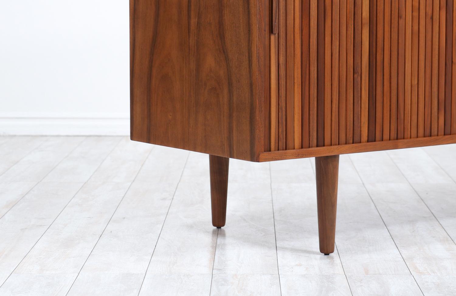 Mid-Century Modern Tambour-Door Walnut Credenza 2