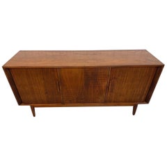 Mid-Century Modern Tambour Walnut 9-Drawer Dresser