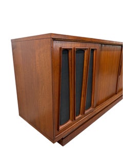 Mid-Century Modern Tambour Walnut Media Cabinet Sideboard - Refinished!