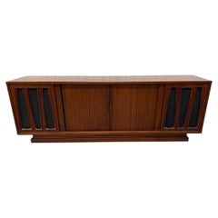 Mid-Century Modern Tambour Walnut Media Cabinet Sideboard - Refinished!