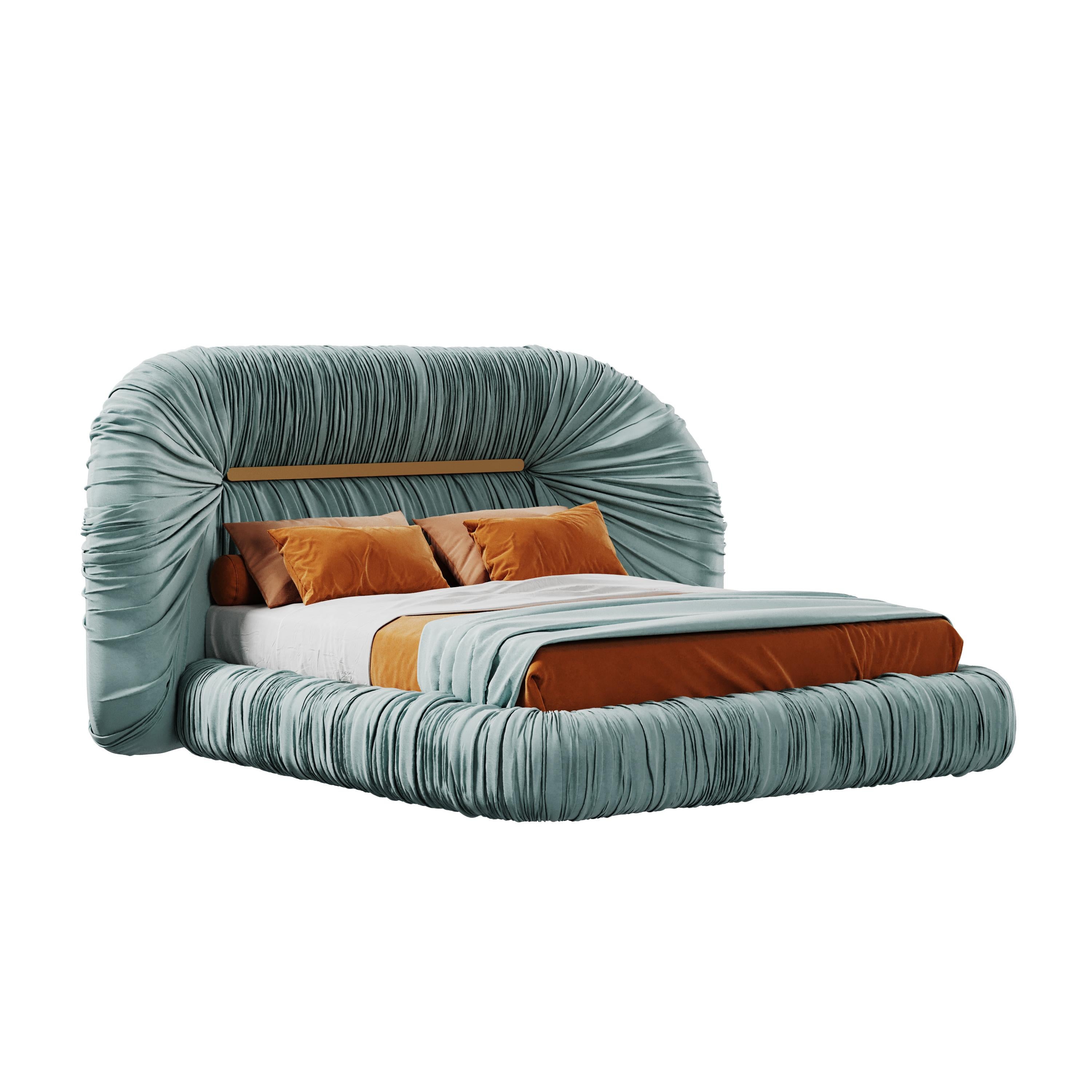 Contemporary Mid-Century Modern-Inspired Tammi Bed Velvet by Ottiu For Sale