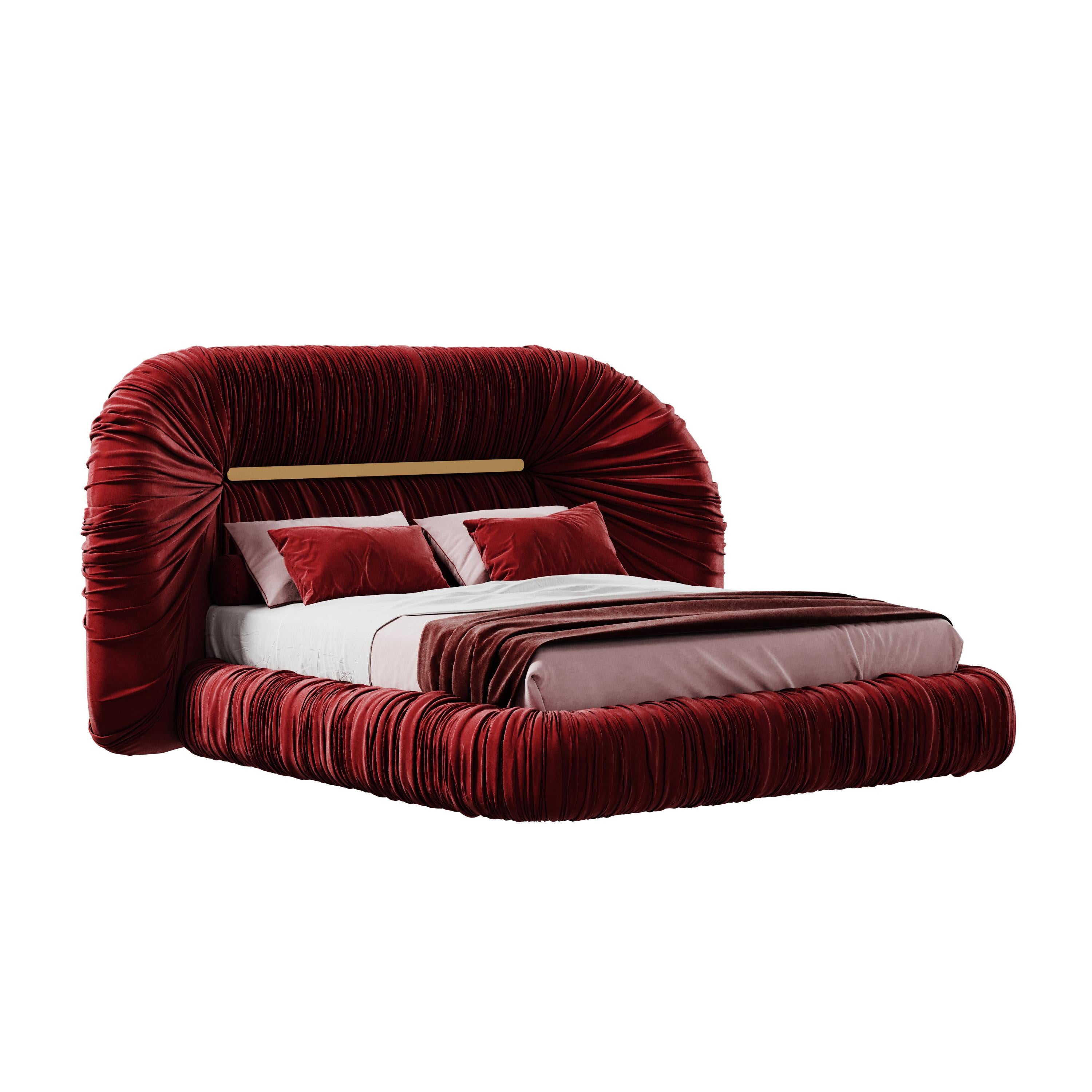Mid-Century Modern-Inspired Tammi Bed Velvet by Ottiu For Sale 1