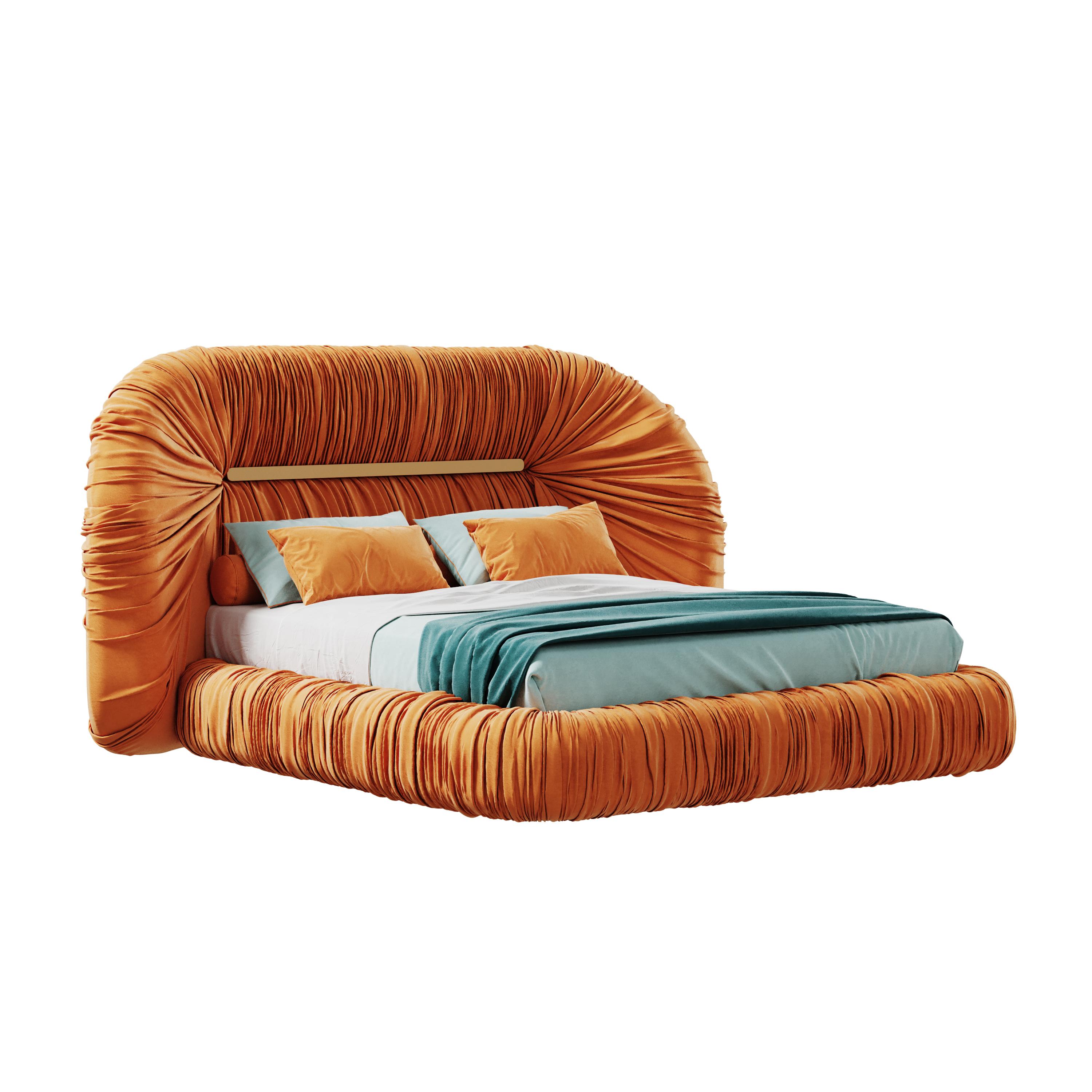Mid-Century Modern-Inspired Tammi Bed Velvet by Ottiu For Sale 2