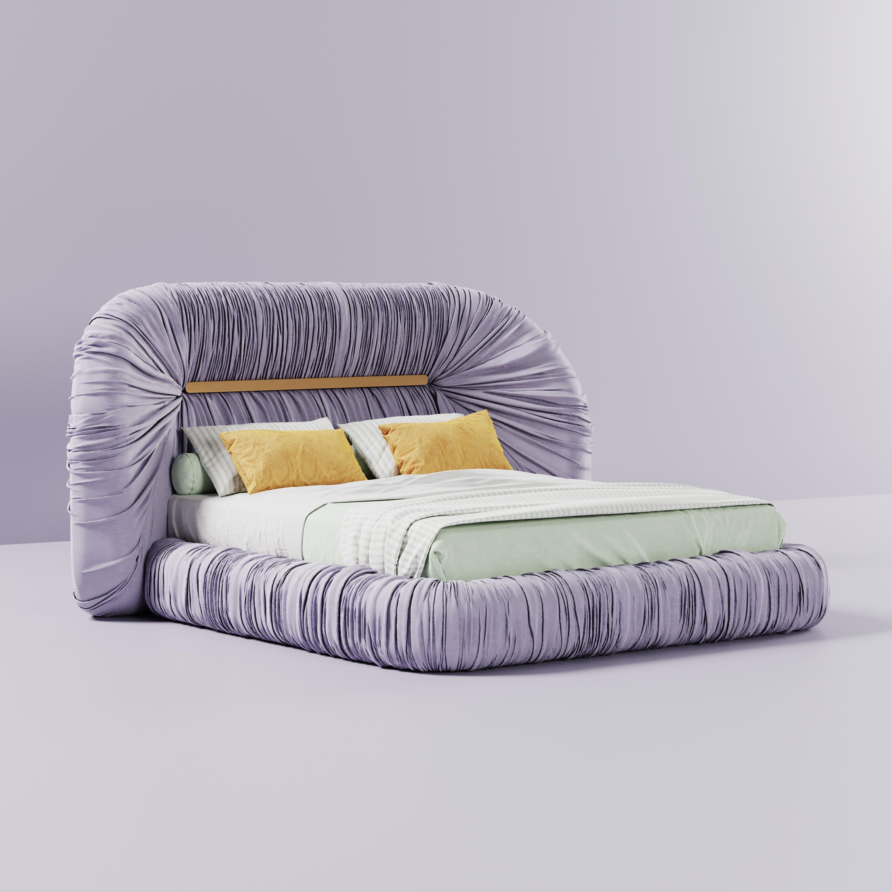 Mid-Century Modern-Inspired Tammi Bed Velvet by Ottiu For Sale 3