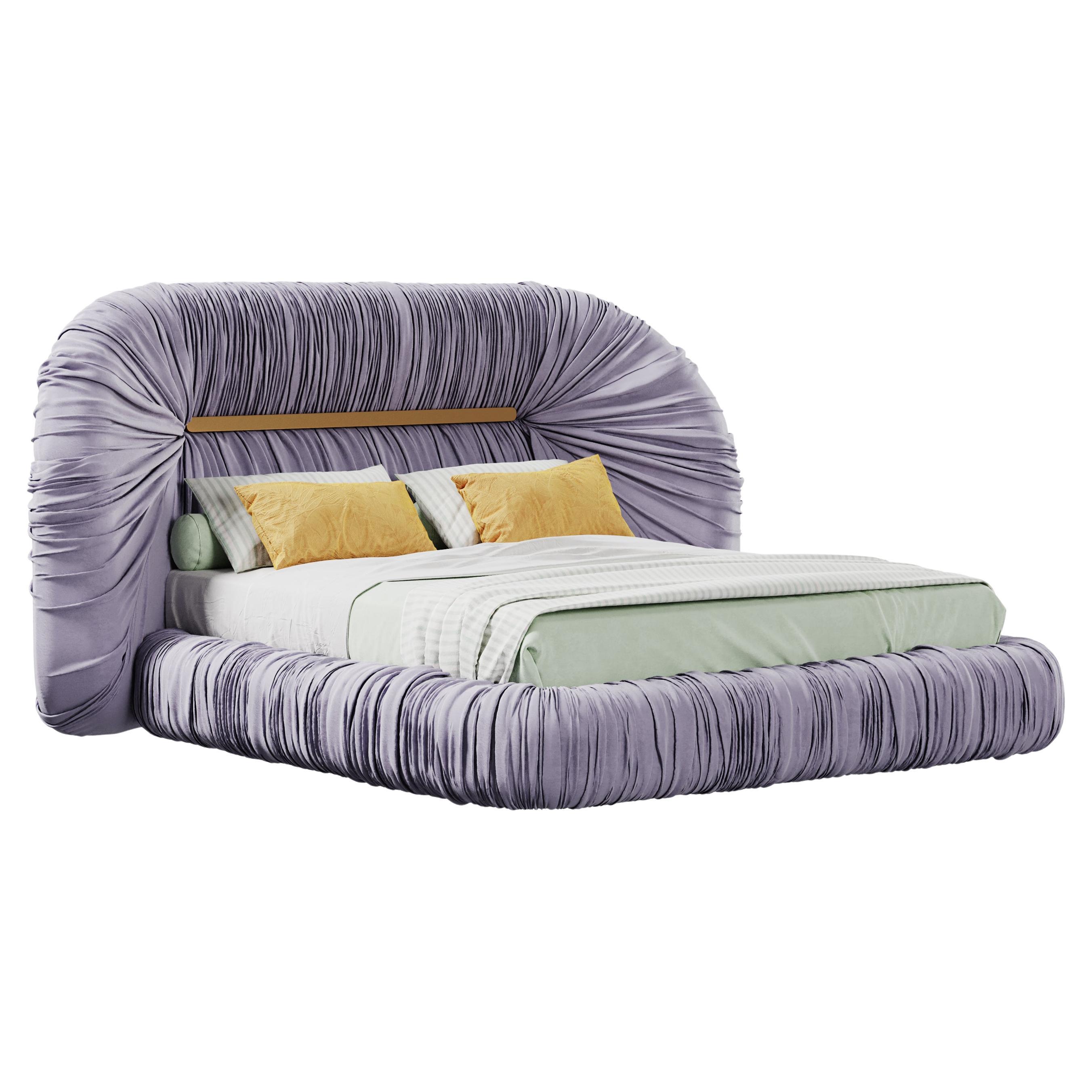 Das von der Mid-Century Modern inspirierte Bett Tammi Velvet von Ottiu im Angebot