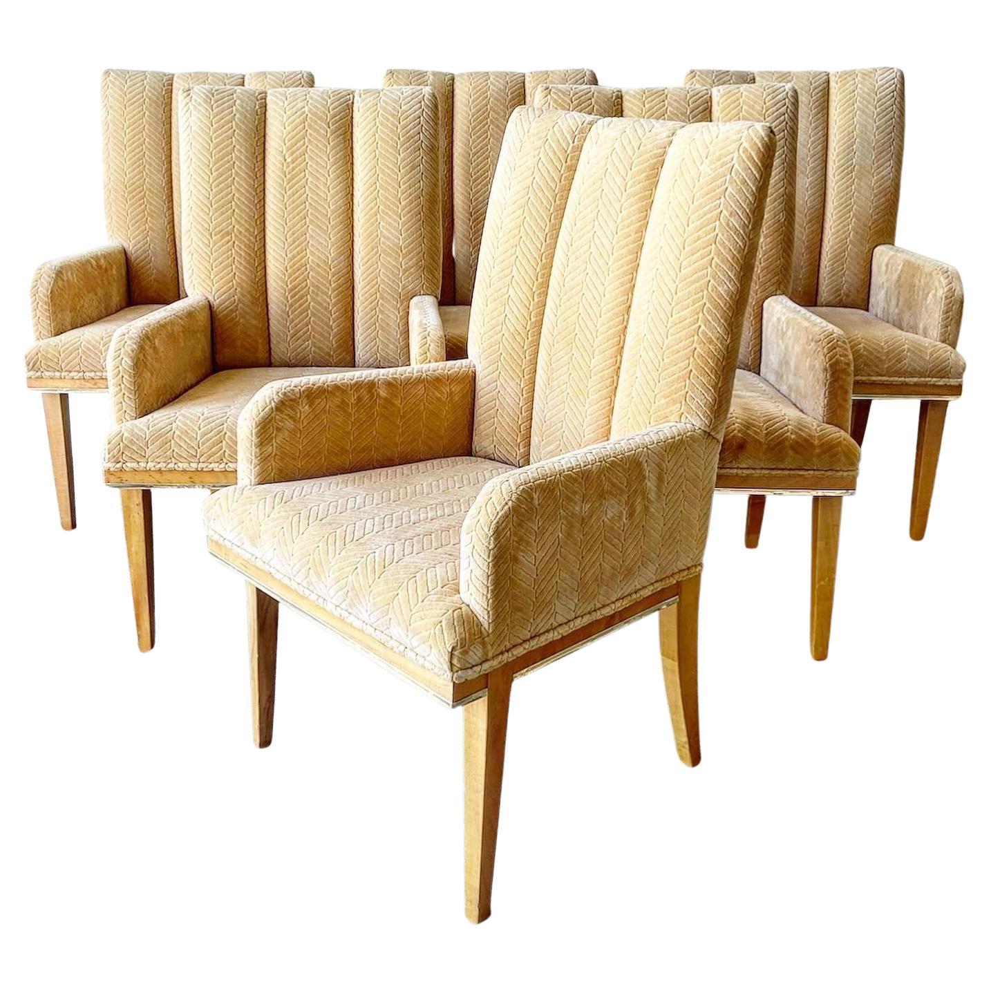 Mid-Century Modern Tan Dining Armchairs by Romweber Industries, Set of 6