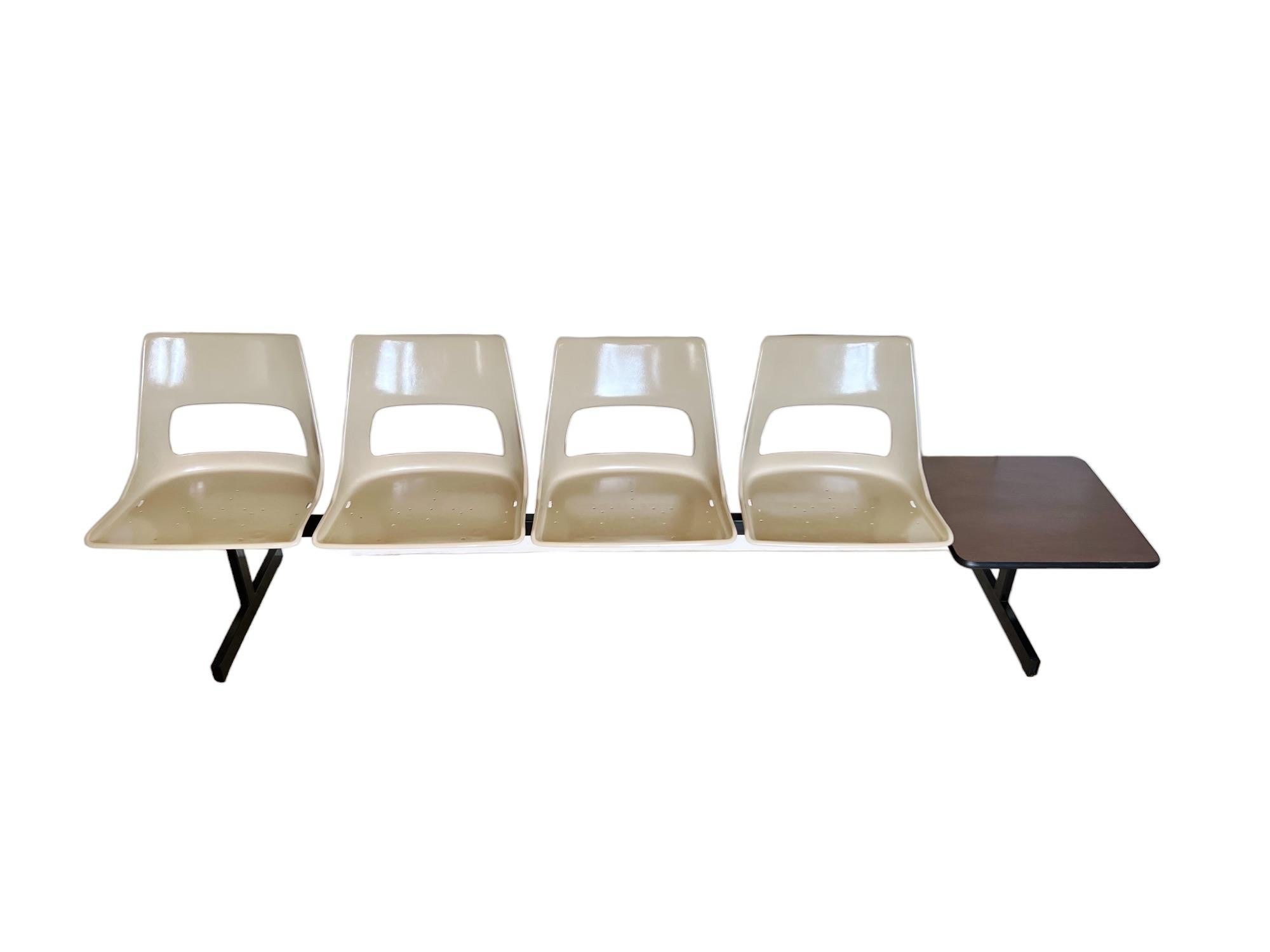 Molded Mid-Century Modern Tandem Four Seat Bench by Krueger, 1970s