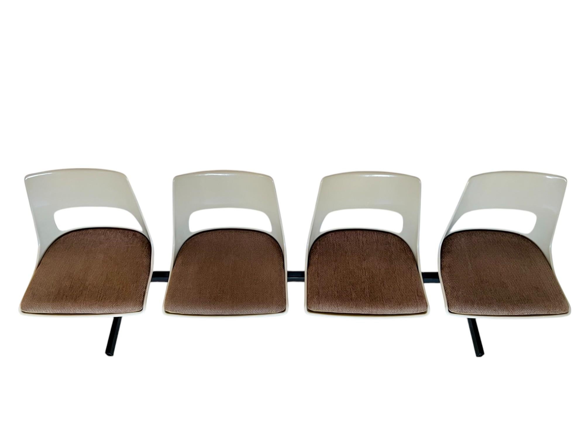 Steel Mid-Century Modern Tandem Four Seat Bench by Krueger