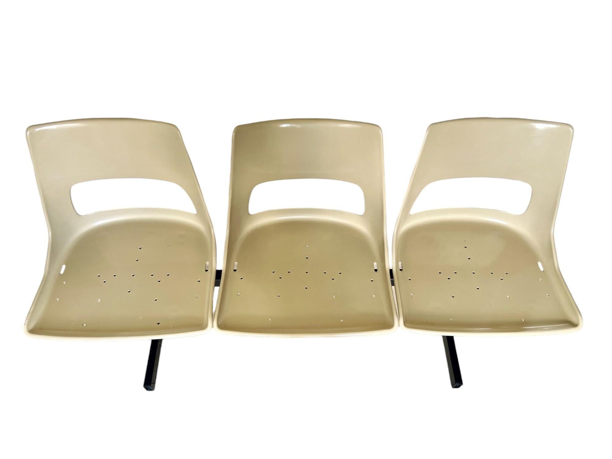 Mid-Century Modern Tandem Three Seat Bench by Krueger 1
