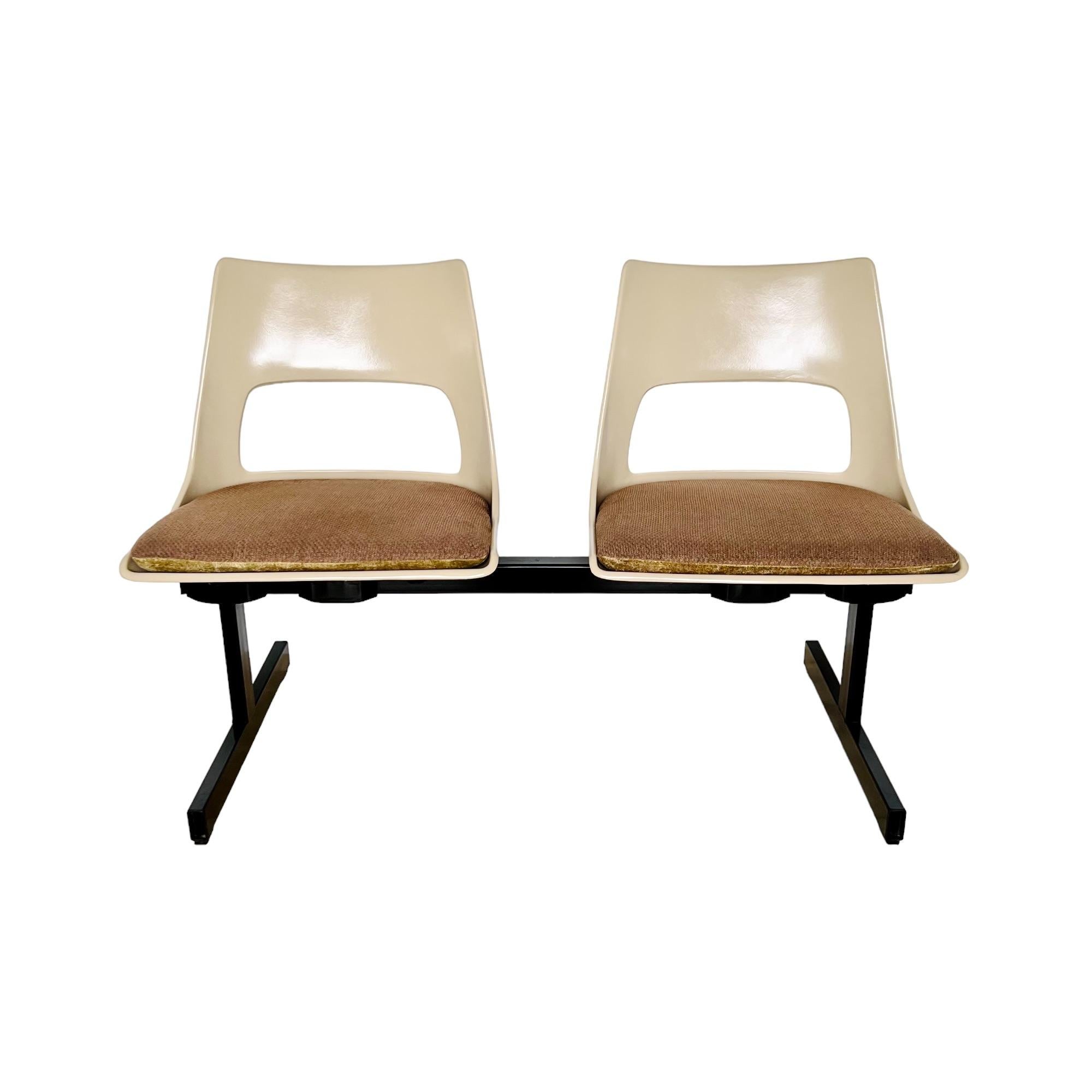 American Mid-Century Modern Tandem Two Seat Bench by Krueger, 1970s