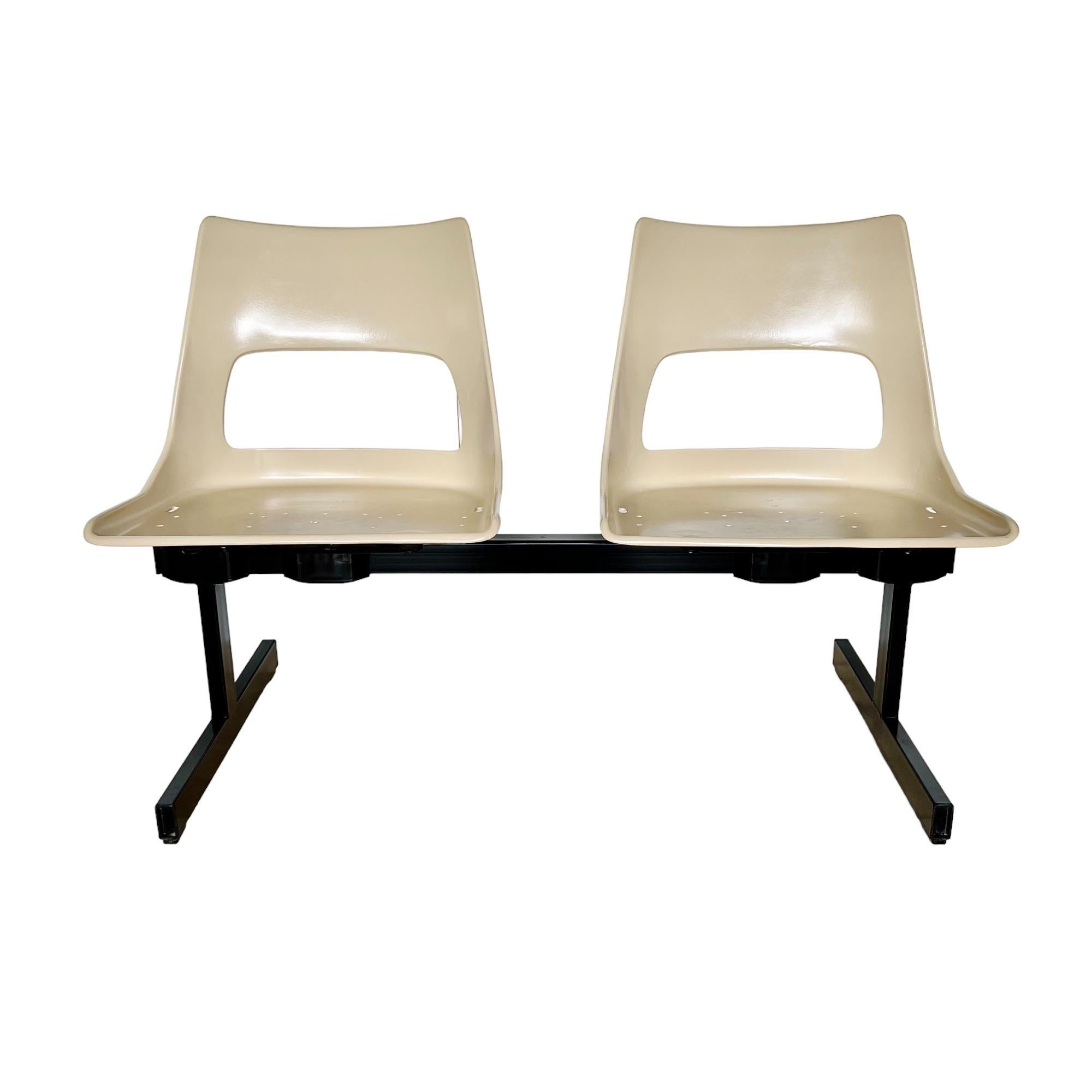 Molded Mid-Century Modern Tandem Two Seat Bench by Krueger, 1970s