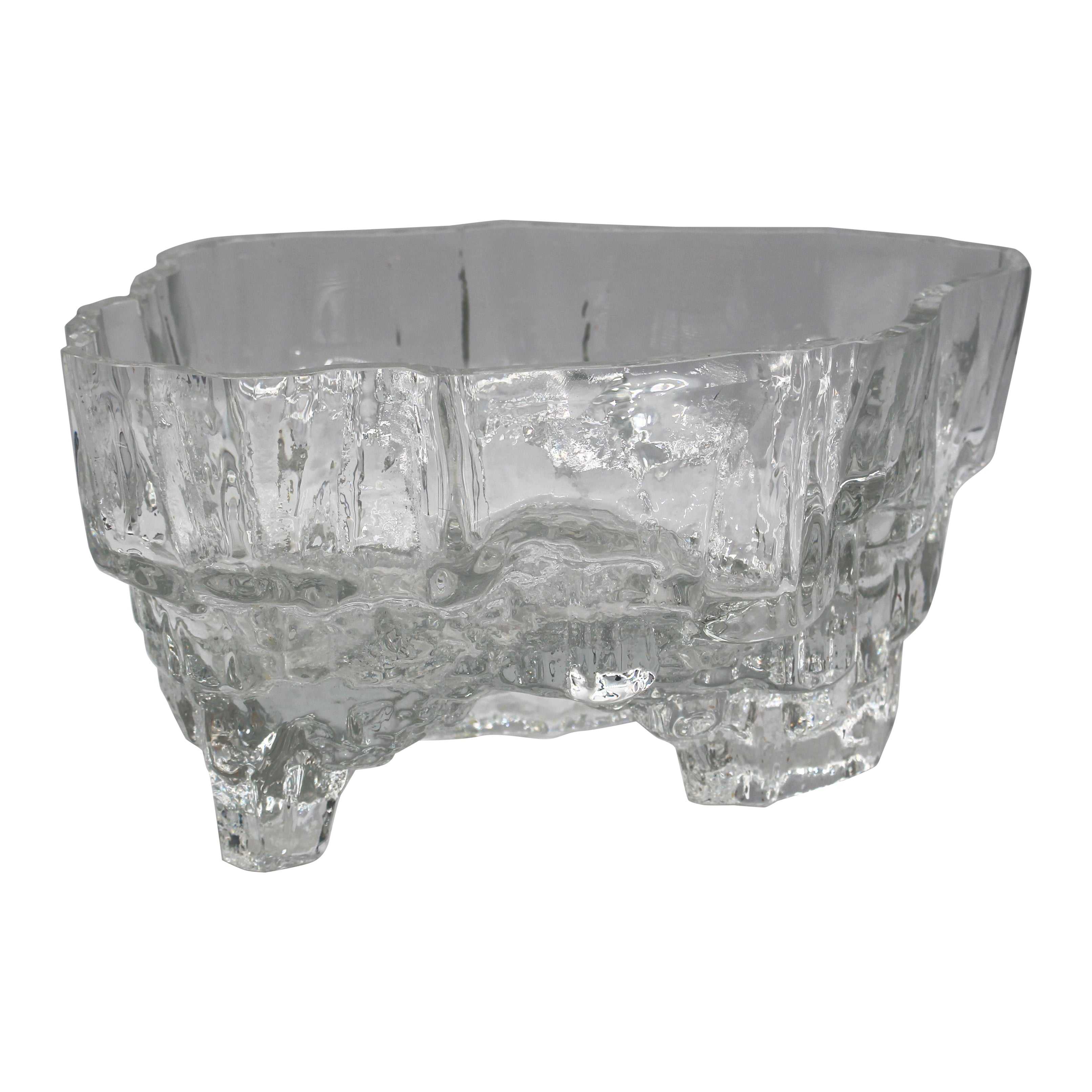 Mid Century Modern Tapio Wirkkala "Inari" Glass Bowl from Littala Glass Factory